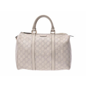 Gucci Guccissima Boston Bag Ivory White Leather Handbag